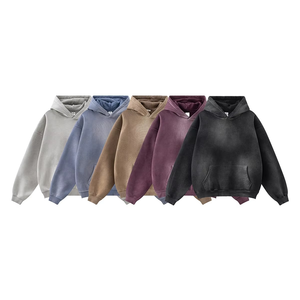 Sweat à capuche pour homme grande taille en coton 100% délavé au soleil et à l'acide, avec logo personnalisé et impression numérique de strass pour l'hiver - Product Image 1