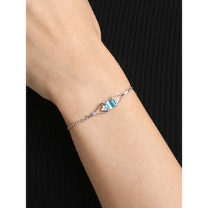 Pulsera CLARA de Plata de Ley 925 con Topacio Corte Esmeralda y Patrón Floral, Oro Rosa de 18K, Platino, Estilo Religioso - Product Image 4