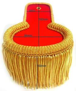 High Quality <b>Red</b> <b>Silk</b> Shoulder Epaulettes Fringe Marching Band Epaulette With Button Hole - Product Image 6
