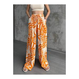 Pantaloni Casual a gamba larga in lino collezione base con tasca elastica in vita - Product Image 2