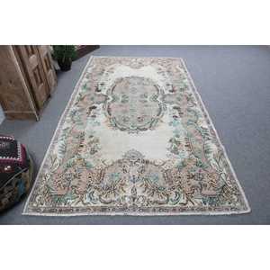 Alfombra Turca de 5.2x9.3 pies, Alfombra Vintage, Alfombra Azul con Estampado Animal de Lana - Product Image 1