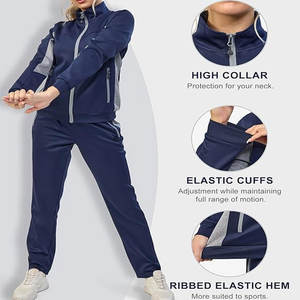 ชุดกีฬาชายมีซิปด้านหน้าพร้อมกางเกงแจ็กเก็ตมีฮู้ดระบายอากาศได้ดีมีโลโก้ด้านหน้าสำหรับกีฬาฤดูหนาว - Product Image 3
