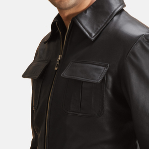 Veste Formelle en Cuir Véritable à Finition Douce, Imperméable, Respirante et Écologique pour Hommes avec Logo sur le Devant - Product Image 4