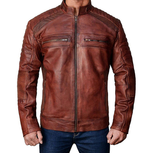 Vestes en cuir décontractées de haute qualité pour hommes avec logo personnalisé et vestes en cuir uni de toutes les couleurs pour hommes - Product Image 3