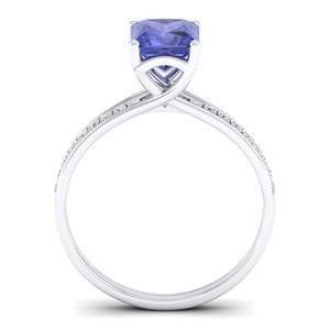 แหวนพลอยแทนซาไนต์ทรงปรินเซสคัทแท้ REYES น้ำหนัก 1.25 กะรัต ตัวเรือนทองคำแท้ 14K ประดับเพชรธรรมชาติเม็ดเดี่ยว สำหรับผู้หญิง - Product Image 4