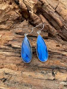 Boucles d'oreilles pendantes en labradorite faite à la main, argent sterling 925, bijoux uniques et tendance, cadeau pour femmes et hommes - Product Image 2