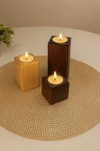 Hand Polished Embossed Round <b>Wooden</b> <b>Candlestick</b> <b>Holder</b> Candle Stand for Luxury Home Decoration - Product Image 2