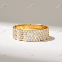 Bague d'éternité audacieuse en or massif 14 carats avec diamants de laboratoire épais de clarté VVS, pavée, pour femme et homme, certifiée 0,65 CTW, idéale pour les fêtes