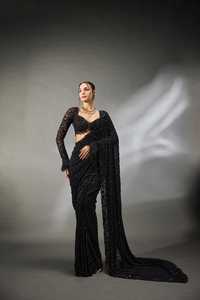 Sari de Georgette con Diseño Exclusivo, Blusa Tradicional Elegante, Estilo Moderno, Última Moda India, Ropa Casual para Fiestas de Diwali - Product Image 4