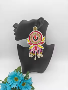 Boucles d'oreilles pendantes tendance vertes avec magnifique broderie, bijoux fantaisie classiques et élégants pour les fêtes, artisanat MD - Product Image 4