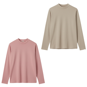 Camiseta Clásica Minimalista de Manga Larga con Cuello Alto para Hombre, de Algodón, Cómoda para Uso Diario, Ajuste Holgado, Venta Directa de Fábrica - Product Image 1