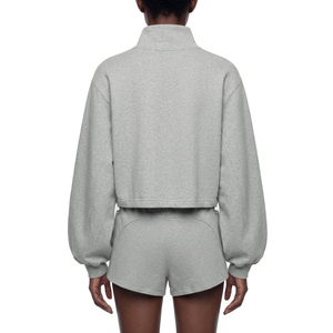 <b>Women's</b> Loose Fit Mock-Neck <b>Quarter</b>-<b>Zip</b> <b>Sweatshirt</b> with Puff Print Lettering - Product Image 6