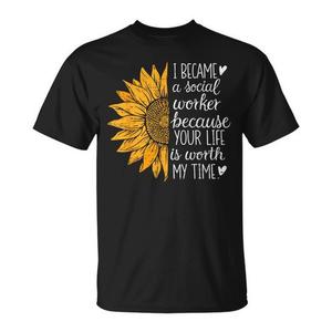 Camiseta de Trabajo Social con Diseño de Girasol para el Mes del Trabajo Social, Regalo Premium para Trabajadores Sociales, Idea de Regalo Promocional - Product Image 1