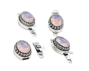 เข็มกลัดกล่อง2เส้นและ3เส้นหินควอตซ์สีชมพูเครื่องประดับ26X15X10MM ชุบเงินสตาร์ลิ่งโบราณทำเข็มกลัด B1066 - Product Image 3