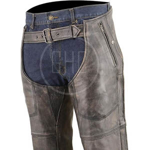 Chaps d'équitation en cuir véritable de style western avec fermeture à boutons, de haute qualité, séchage rapide, confortables, à vendre - Product Image 6