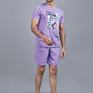 ชุดเซ็ตเสื้อยืดแขนสั้นและกางเกงขาสั้นลำลองสำหรับผู้ชายฤดูร้อน ขายส่ง ไซส์ใหญ่ ผ้าฝ้าย 100% ชุดลำลอง 2 ชิ้น - Product Image 1