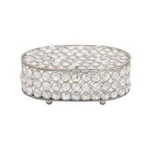 Vente en gros Boîte à bijoux design feuille nickelée Cadeaux Boîte à bijoux décorative en métal de forme ronde Boîte de rangement pour bibelots Boîte à bijoux - Product Image 2