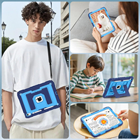 Étui robuste antichoc pour tablette avec béquille et bandoulière pour iPad A16 11e génération 11 pouces 2025 et iPad 10e génération 10,9 pouces 2022