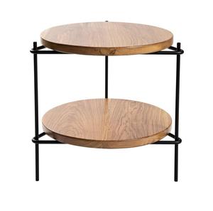 Table basse design moderne à 2 niveaux en bois de manguier et cadre en métal Décoration de la maison Fabricant d'exportation - Product Image 1