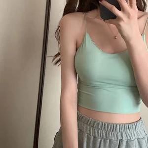 Tops cortos sexis para mujer, camiseta sin mangas de seda helada, chaleco sin espalda sin costuras, Top de tubo, ropa interior, sujetador acolchado, Bralette, camisola, accesorio - Product Image 3