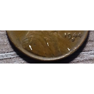 Pièce de monnaie Lincoln Wheat Penny de 1944, objet de collection culturel, avec erreurs distinctives sur la goutte et le rebord - Product Image 2