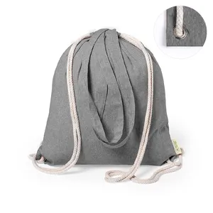 Shopper Noir Recycled Sustainable <b>Drawstring</b> Sportpacks Eco-Friendly <b>Backpack</b> for Gadgets Promotional Product - Product Image 4