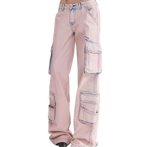 Pantalones vaqueros de mezclilla para mujer, de corte holgado, color rosa lavado, de cintura baja, de pierna recta, ¡gran oferta! - Product Image 3