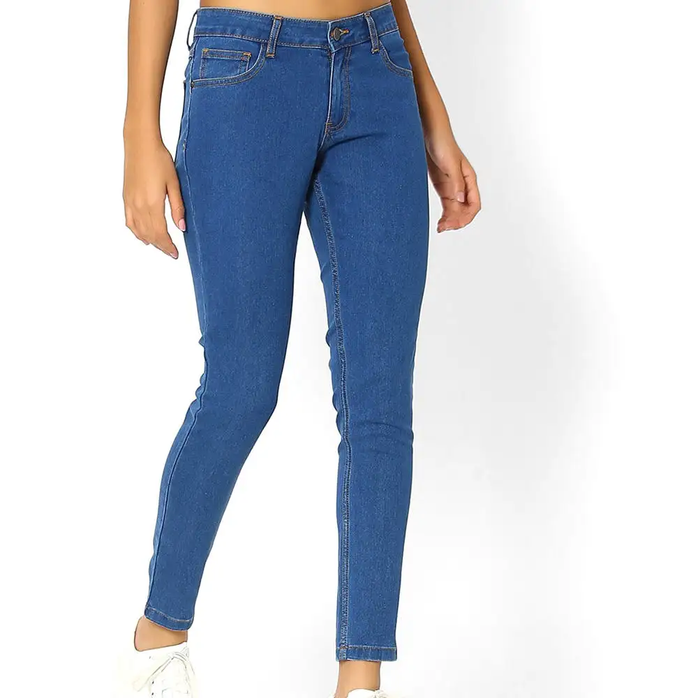 Calças Jeans Femininas de Estilo Mais Recente Feito em Poliéster Algodão Mulheres Jeans Jeans De Cintura Alta para As Mulheres