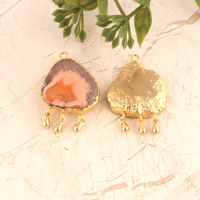 Paire de connecteurs en géode d'agate naturelle pour la fabrication de boucles d'oreilles, plaqué or 18 carats, pendentif délicat, fournitures de bijoux