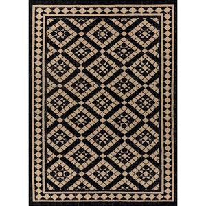 พรมขนสัตว์ทอลายเรียบอัลฮัมบราสีเทาและสีดำลายเรขาคณิตสำหรับบ้าน-ADWL-13162 - Product Image 1