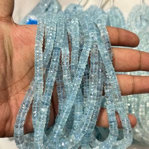 Perles de pneu facettées en aquamarine bleue de haute qualité, sélectionnées à la main, de 5 mm à 7 mm, pour la fabrication de bijoux fins - Product Image 3