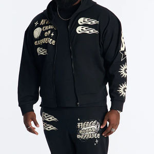 Sudadera con Capucha Gruesa con Hombros Caídos, Bordado 3D Personalizado, 500 GSM, Unisex, Superventas, Sudadera Extra Grande con Cierre Completo - Product Image 1