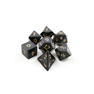 Dés en pierre de haute qualité Obsidienne noire Pierre précieuse naturelle Pierre gravée Ensembles de dés personnalisés Dés en pierre de cristal naturel Vikings - Product Image 5