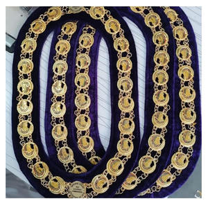 Collier de chaîne maçonnique du 33e degré du Rite écossais, plaqué or, régalia maçonnique, collier de chaîne du Grand Maître, devant ou derrière violet - Product Image 1