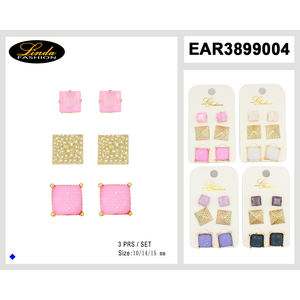 Pendientes de Aro con Perlas de Imitación Linda Fashion, Chapados en Oro, Joyería de Fiesta para Mujer, Estilo Geométrico - Product Image 3