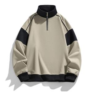 Heavy Duty Half Zip Hoodie for Men Stand up Collar Loose Shoulder Drop Sweatshirt - Product Image 2