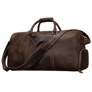 Fashion Vintage Genuine Leather Waterproof <b>Lightweight</b> Large Capacity Travel Hand <b>Luggage</b> Men's Duffle Tote Bag Brand Designer - Product Image 3