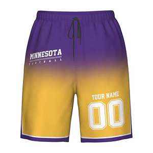 Pantalones cortos de playa personalizados de secado rápido 100% poliéster para hombre con estilo de calle bordado Diseño de fútbol nombre/Número cintura elástica - Product Image 4