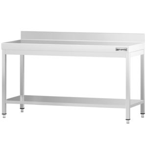 Commercial <b>Stainless</b> <b>Steel</b> <b>Table</b> with Upstand PREMIUM - 1800x800mm - with Undershelf - with Rear Upstand - with Cross Bracing - Product Image 4