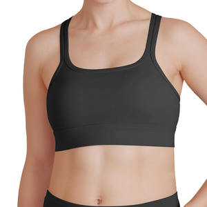 Logo personnalisé broderie u-cou soutien-gorge de sport couleur unie sans couture yoga athlétique entraînement soutien-gorge léger vêtements d'exercice - Product Image 1
