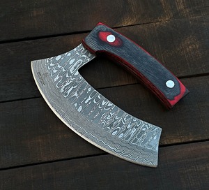 Ensemble de couteaux Ulu en acier damassé fait à la main lame en bois ergonomique avec gaine et support en bois nouveau Design utilisation de cuisine quantité minimale de commande 5 pièces - Product Image 4