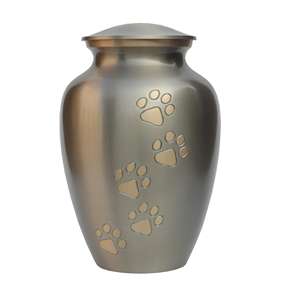 Urne funéraire pour animaux de compagnie en cuivre bronze avec finition irisée et détails de patte surélevés pour un hommage durable aux chiens et aux chats - Product Image 4