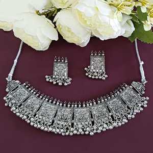 Conjunto de joyería étnica india para mujer, conjunto de joyería Vintage oxidada antigua, Gargantilla Bohemia, collar, pendientes, conjunto de joyería de moda - Product Image 2