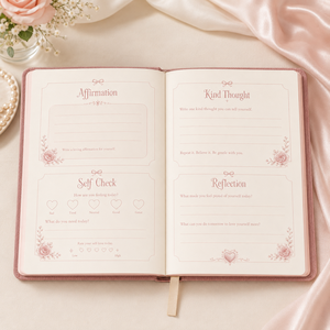 LABON Cuaderno Personalizado de Amor Propio, Cubierta de Lino Rosa Premium, Diario de Afirmaciones, Cuaderno de Reflexión, Set de Regalo para el Bienestar Femenino - Product Image 3