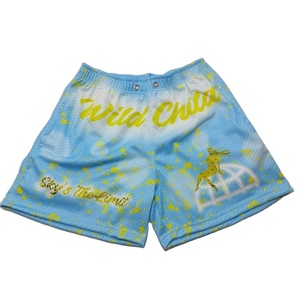 Short 100% polyester avec impression par sublimation, short 100% maille pour plage, gym, course, réveil, sport, plis, entrejambe de 5 pouces - Product Image 1