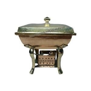 Chauffe-plat rectangulaire de luxe de qualité supérieure plat de service martelé en laiton et en cuivre chauffe-plats pour buffet à vendre - Product Image 5