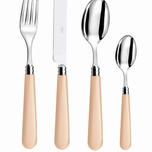 Elegante juego de cubiertos con mango de resina color crema con cabeza plateada, cubiertos duraderos de acero inoxidable, ideales para cenar y ocasiones especiales - Product Image 6