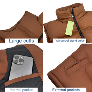 Nuevo Diseño de Moda de invierno logotipo personalizado hinchado invierno cuerpo calentador Stand Collar algodón hombres chaleco sin mangas chaquetas acolchadas - Product Image 4