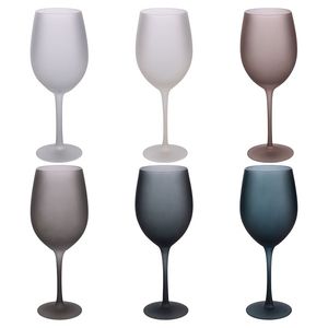 Set di 6 Calici da Vino Satinati da 650ml, Pietre per Happy Hour Realizzate a Mano da Vetro Premium - Product Image 1