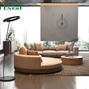 Canapé sectionnel italien en cuir véritable au design minimaliste Canapé de salon à cadre en bois massif Ensemble de canapés haut de gamme Meubles pour villa - Product Image 4